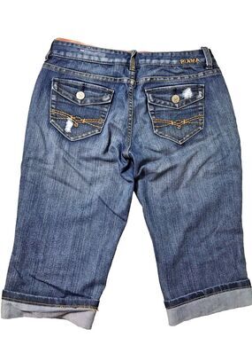 Denim Capri Jeans Piama Womens 7 Blue~Mid Rise~Stretch~Cuffs~Pockets w/Flaps